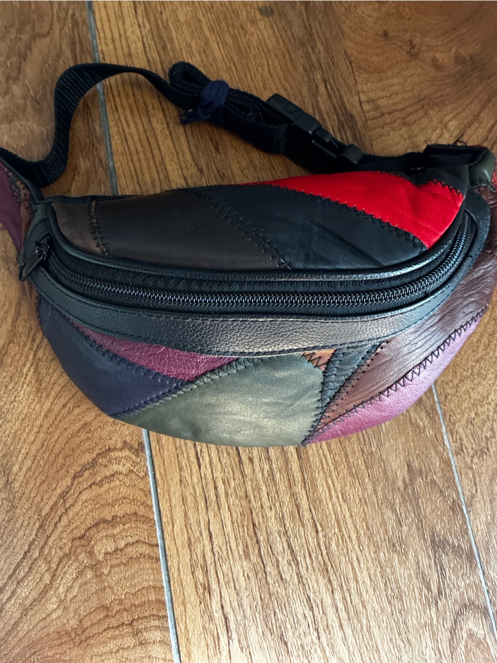 Patchwork Leather Waist Bag - Multicolor